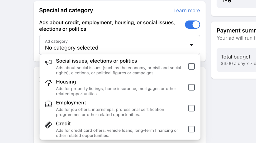 Types of Facebook ad credits