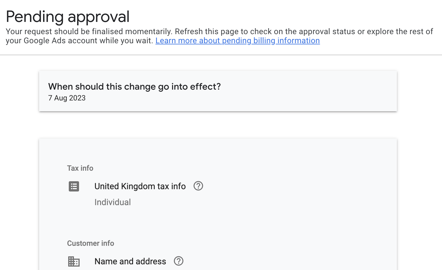 Google Ads billing transfer