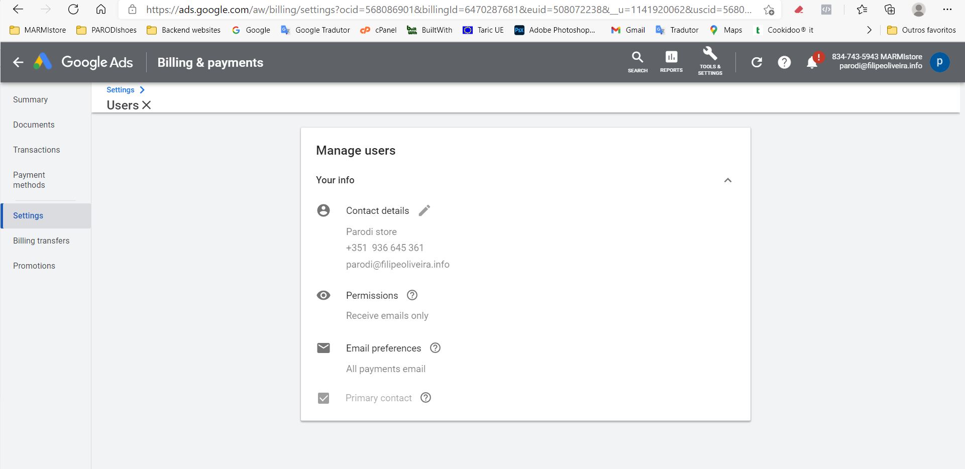 How to manage payment users Google Ads