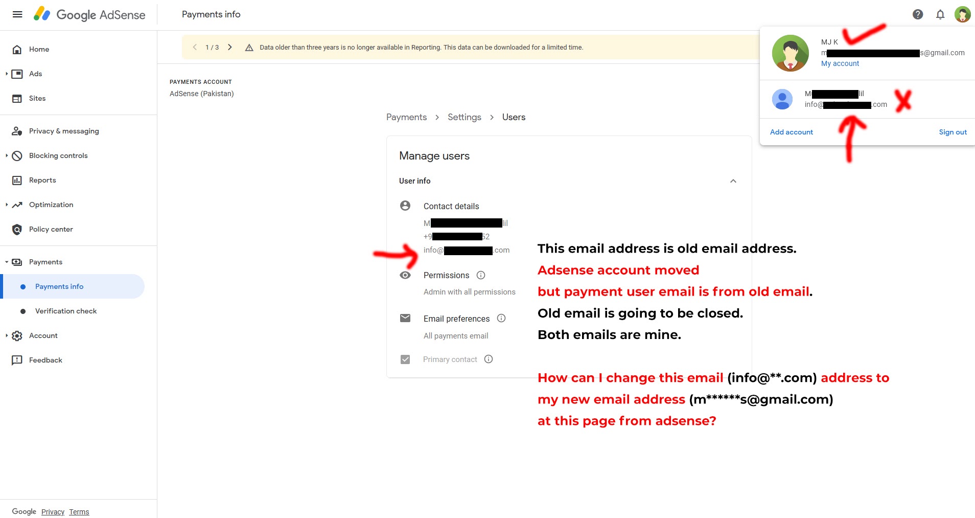 Introduction to user access and email settings in Google payments profiles