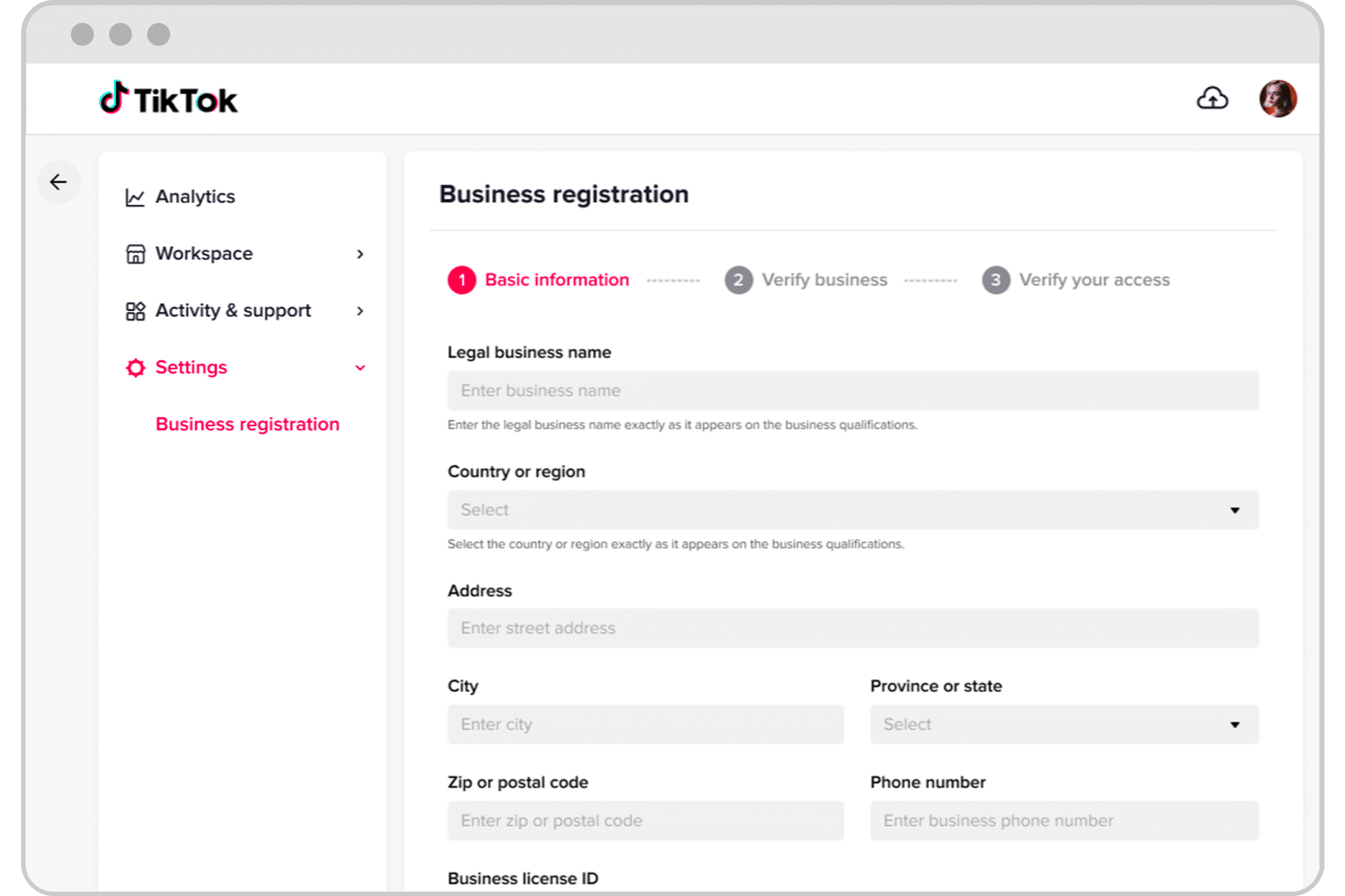 How to verify TikTok business account