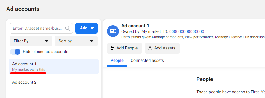 Adding ad account to business manager