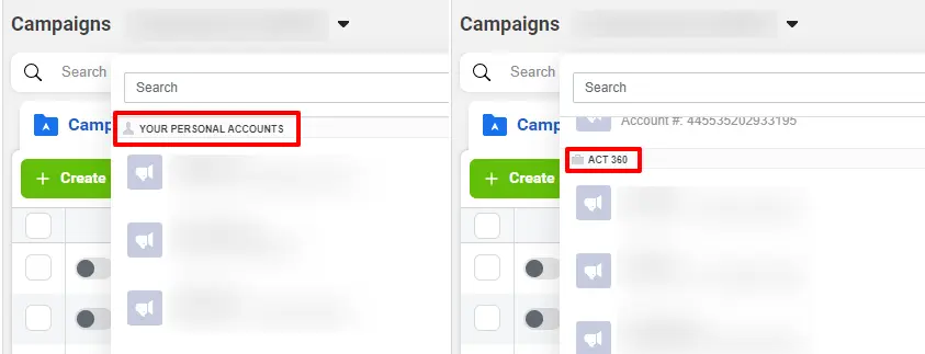 Facebook Ads Manager personal account