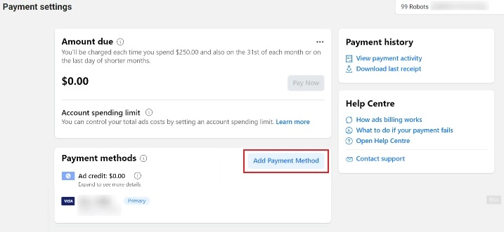 What conditions must be met to link a credit card to Facebook Pay?