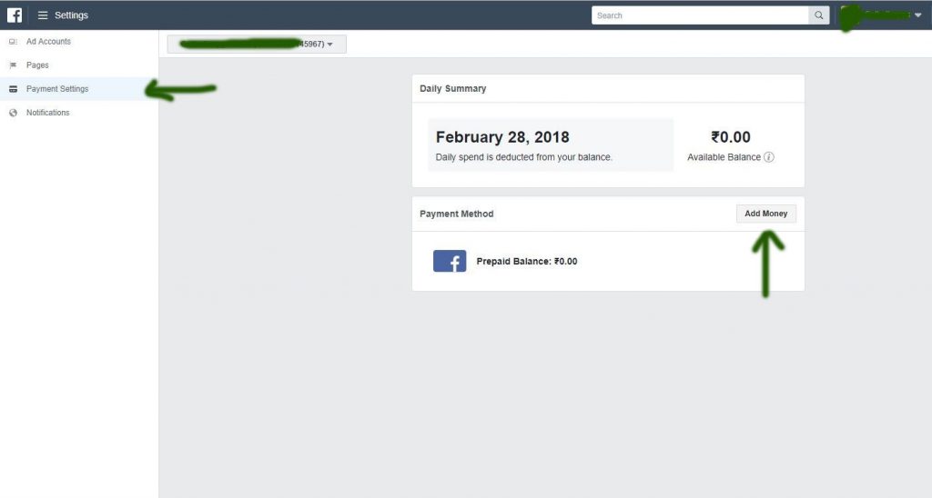 Conditions for using UPI to pay for Facebook ads in India