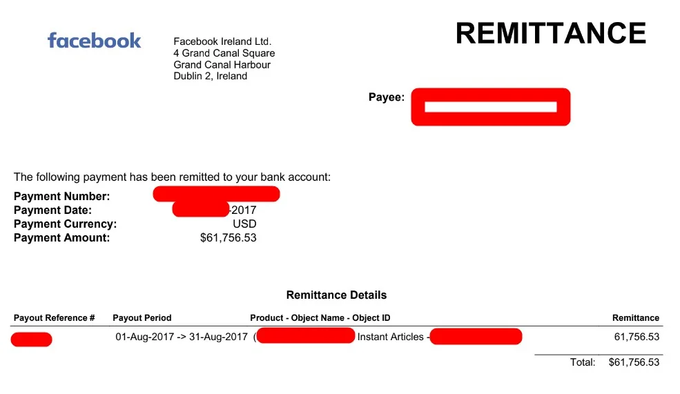 Current monetization forms are paid by Facebook