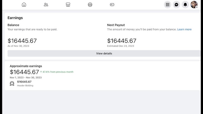 Facebook Audience Network payment method for content creators