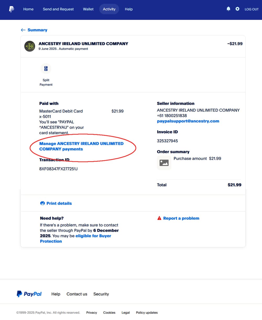 What is Facebook Ireland Limited PayPal?