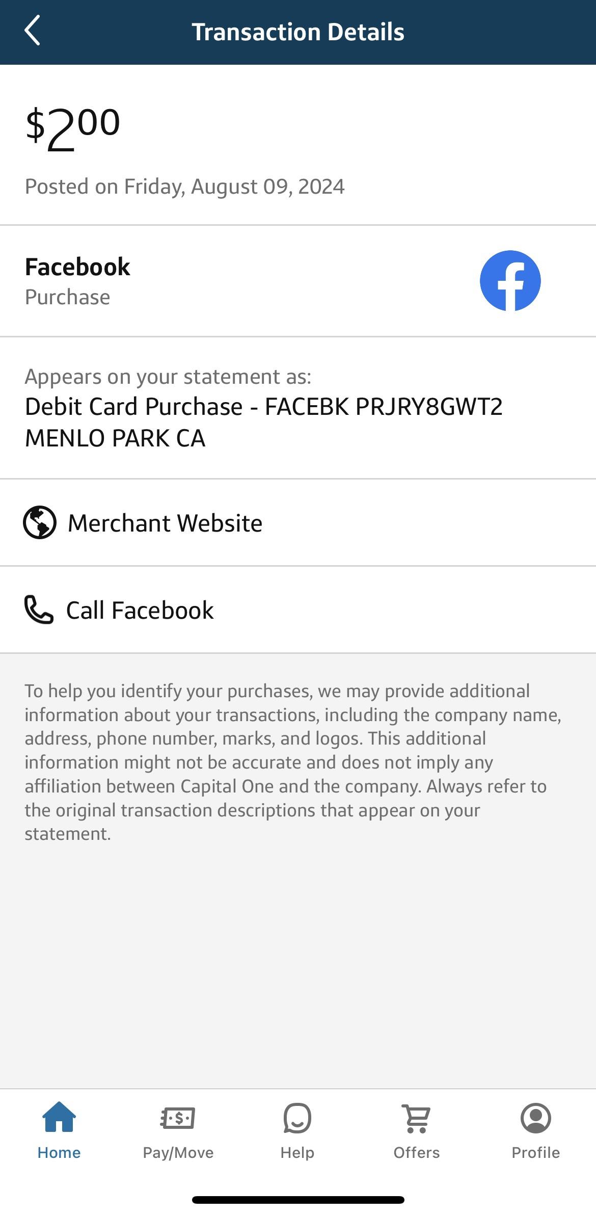 How to retrieve statements for Facebook pay sent to old card