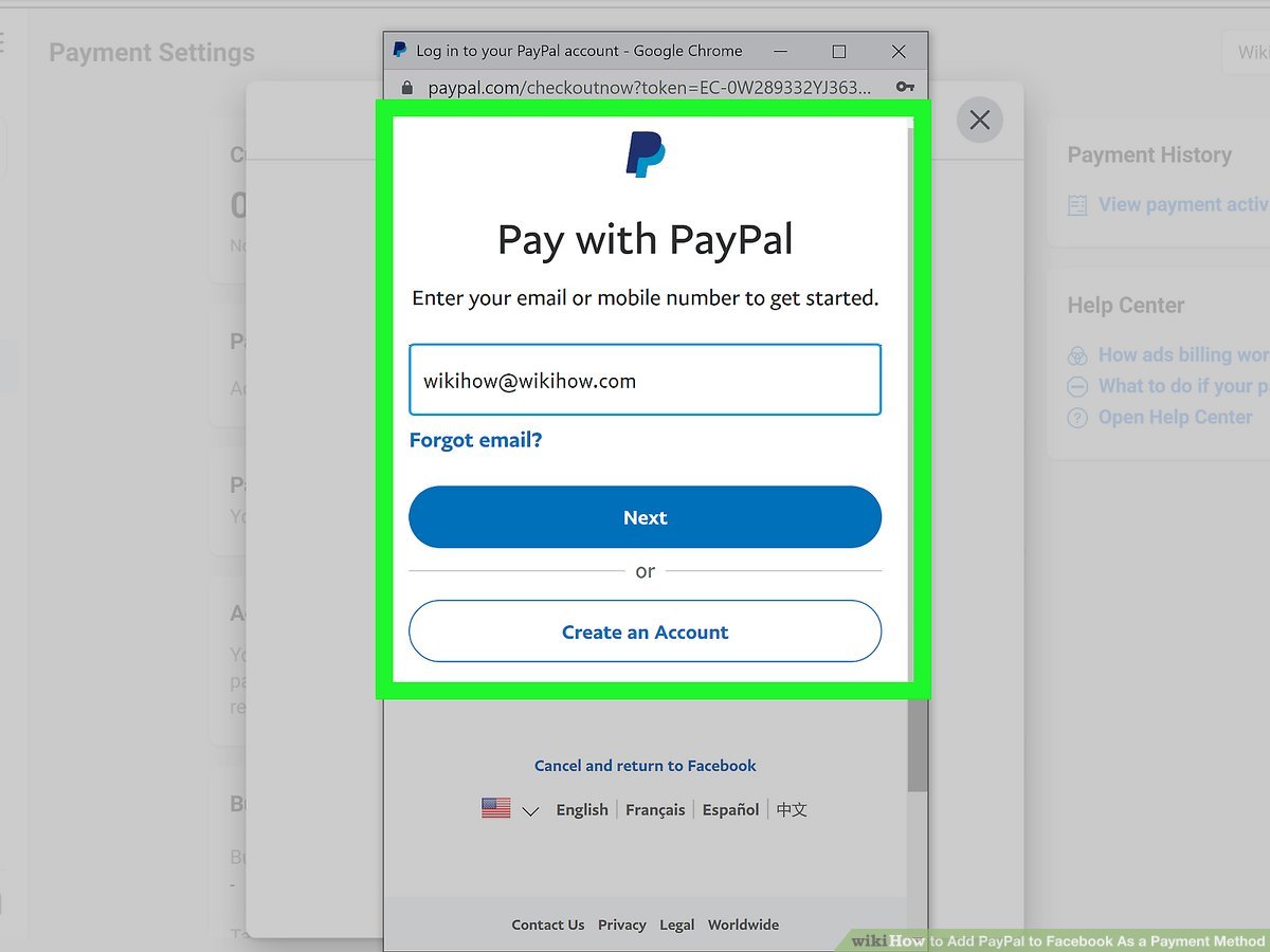 How to update your PayPal wallet as the primary advertising payment method on Facebook?