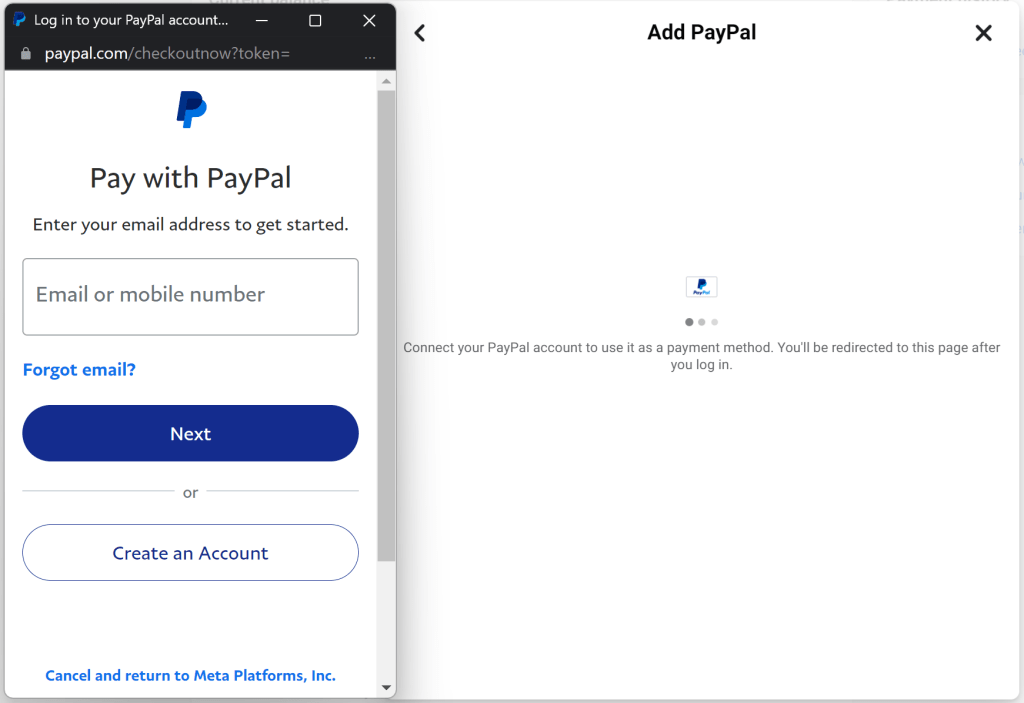 How to use a PayPal linked to Facebook for advertising payments