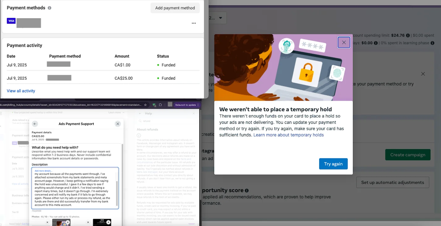 Troubleshooting “PayPal for Facebook ads” payment declined errors