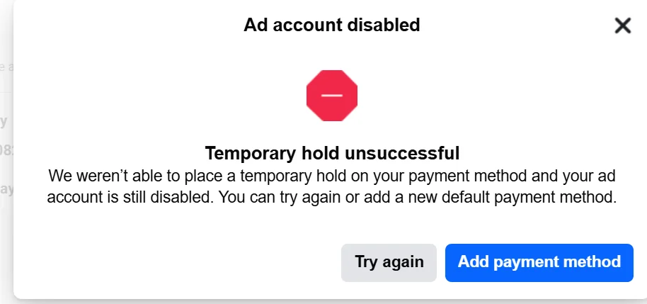 Common causes leading to failed Instagram ad payment transactions