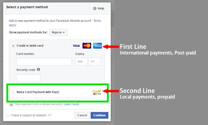 Prepaid and postpaid payments for Instagram Ads