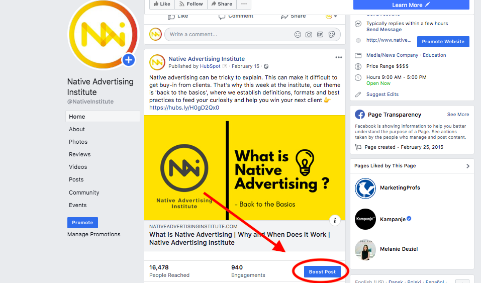 What is a sponsored Facebook post?