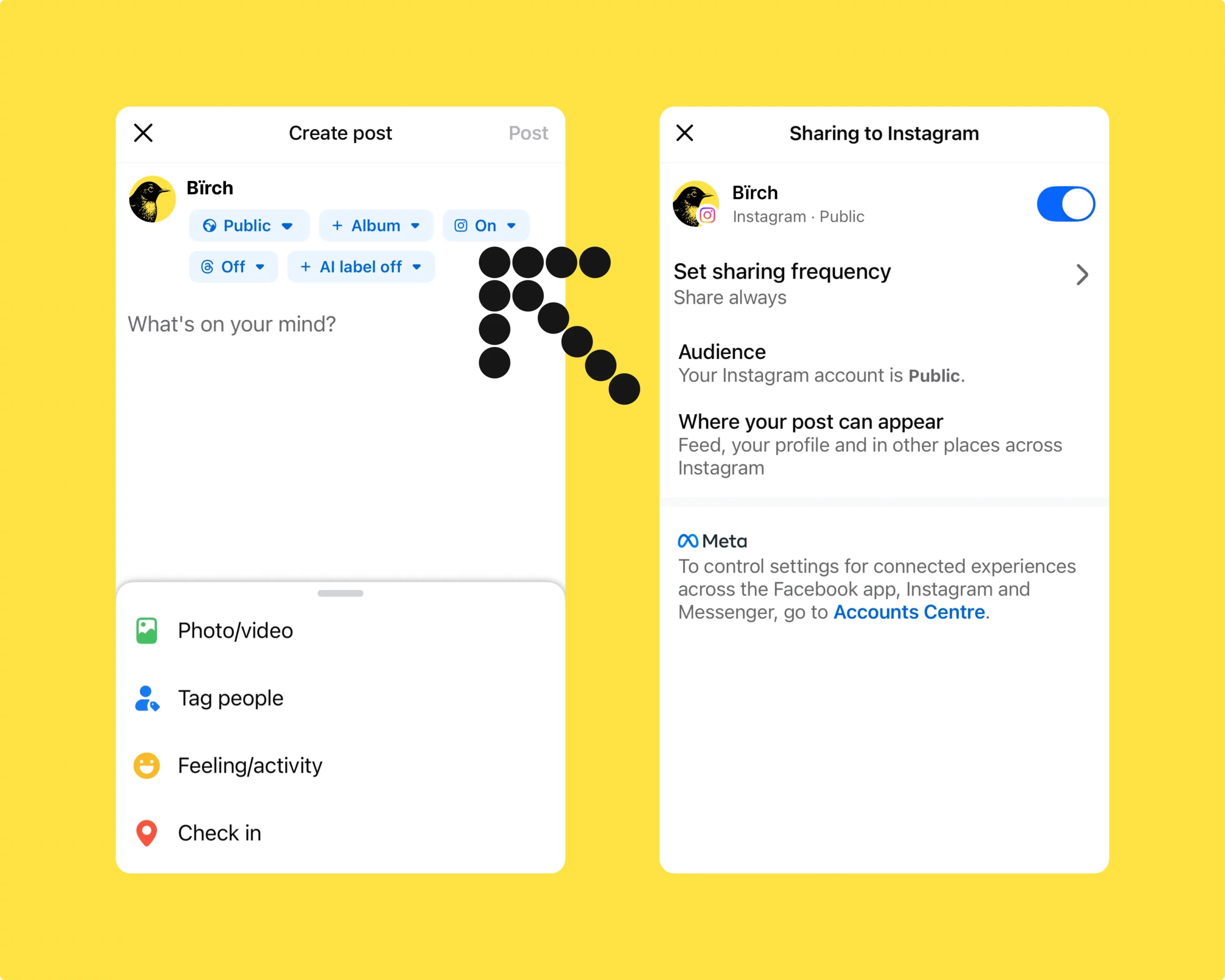 Steps to set up how to automatically post to Instagram from Facebook