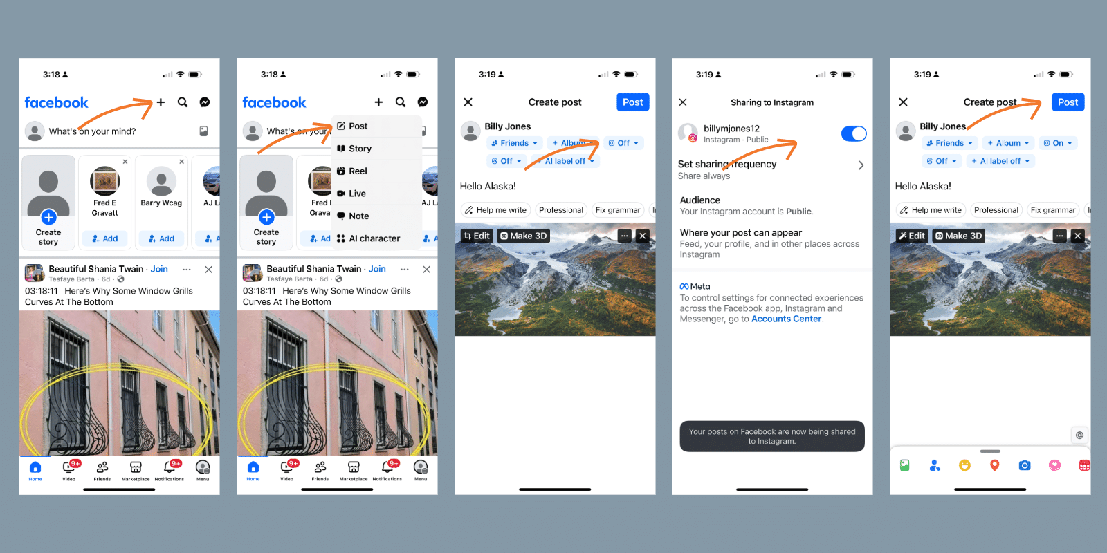 how to post to instagram from facebook
