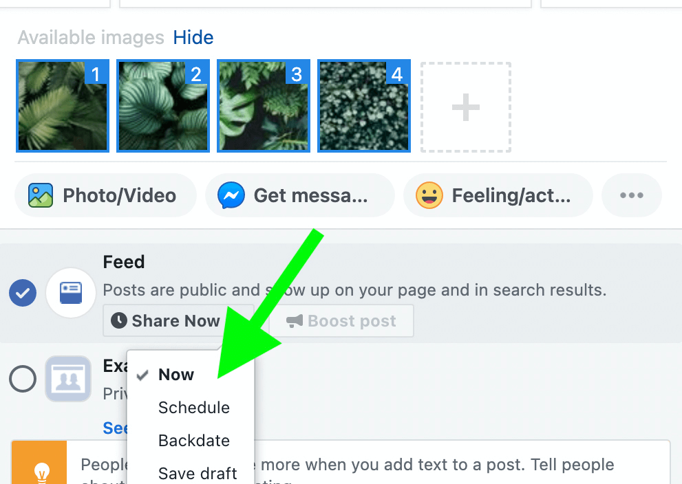 Detailed steps for creating a Facebook video carousel post