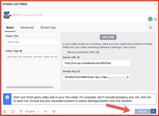 How to live stream a pre recorded video on Facebook