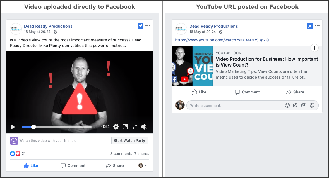 Is it better to post YouTube links on Facebook or upload videos directly?